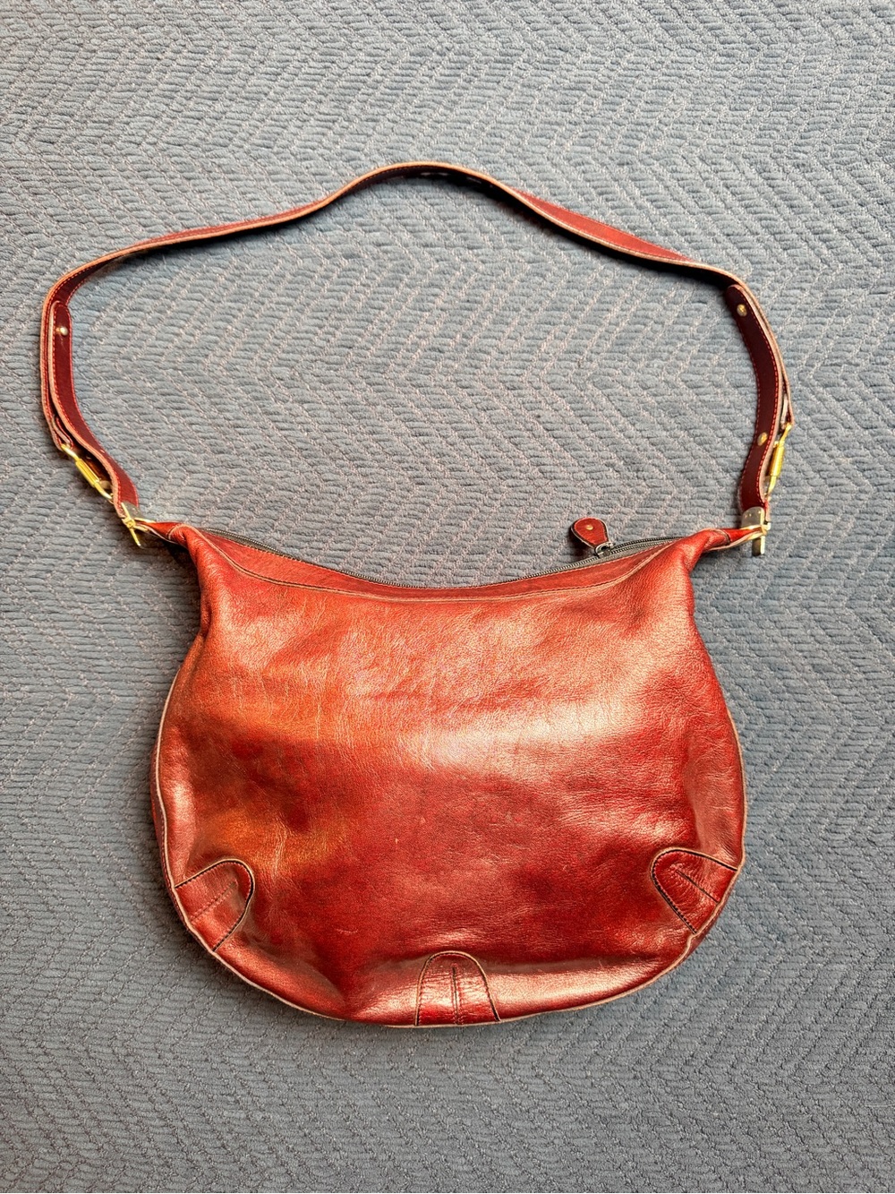 Vintage Goldpfeil Sport Leather Shoulder Bag – Burgundy  – Made in Germany RARE